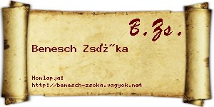 Benesch Zsóka névjegykártya